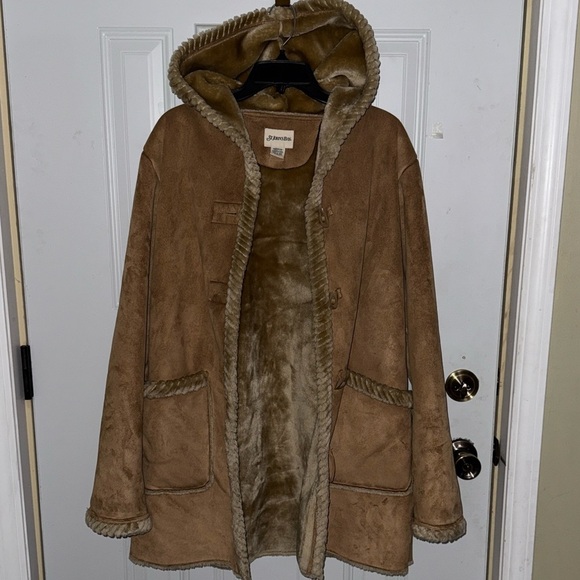 Vintage St. John's Bay Tan Faux Fur Lined Jacket Cozy Winter Coat - Picture 4 of 12